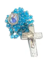 Terço São Gabriel Arcanjo Em Cristal  Azul 8mm  - Foto 3