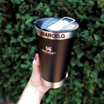 Copo Térmico Inox Preto 550ml Personalizado Gravação Grátis