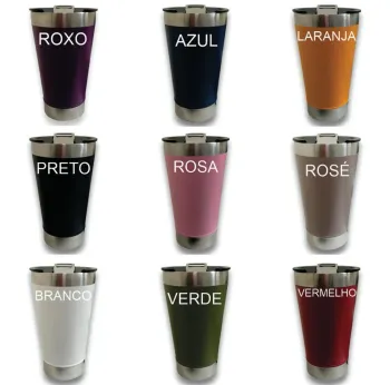 Copo Térmico Inox Personalizado Colorido Tampa e Abridor
