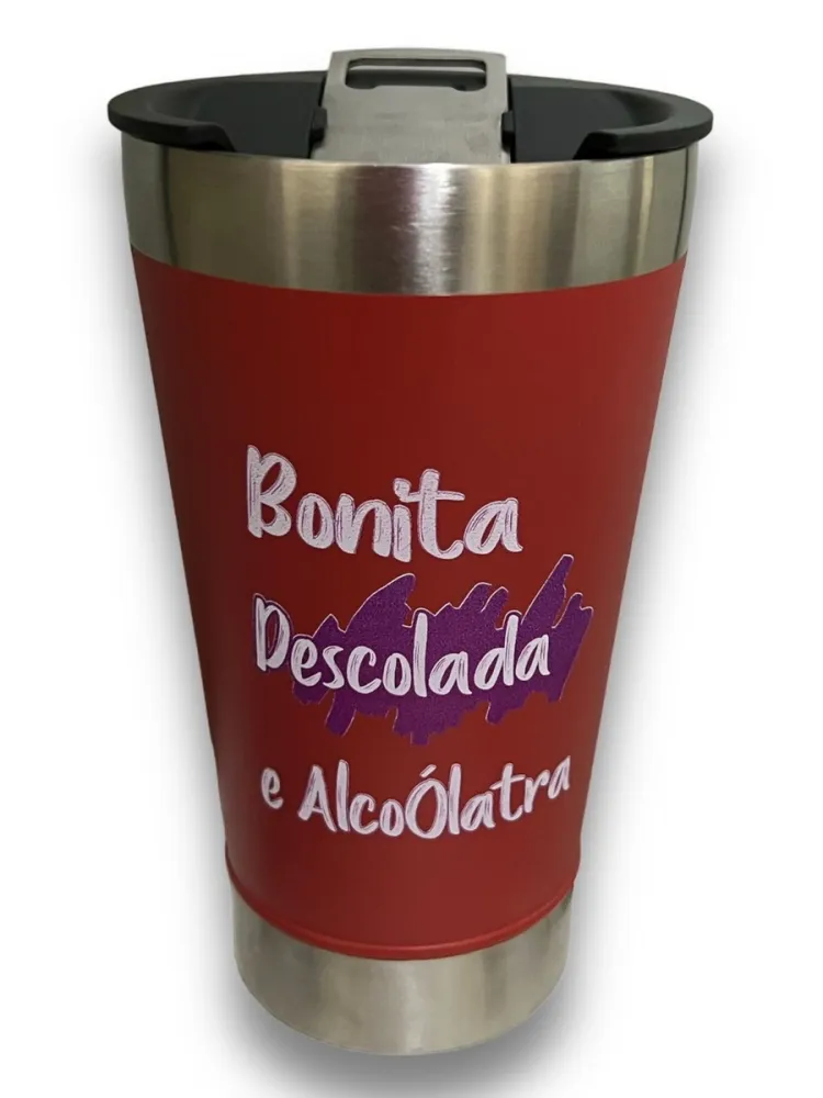 Copo Térmico Inox Personalizado Colorido Tampa e Abridor Imagem