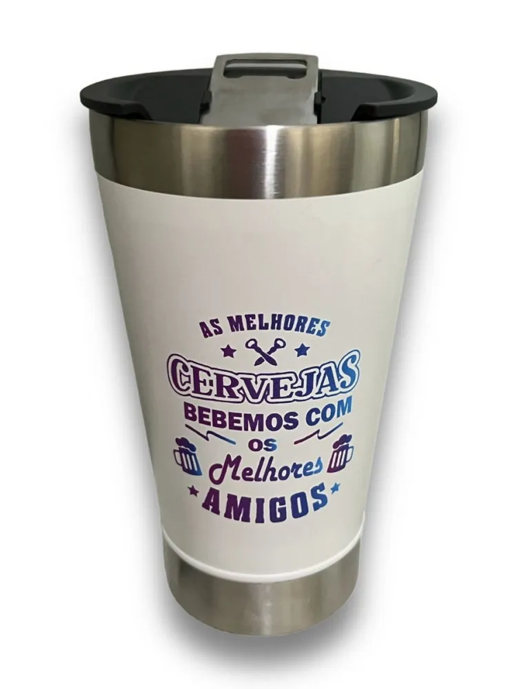 Copo Térmico Inox Personalizado Colorido Tampa e Abridor