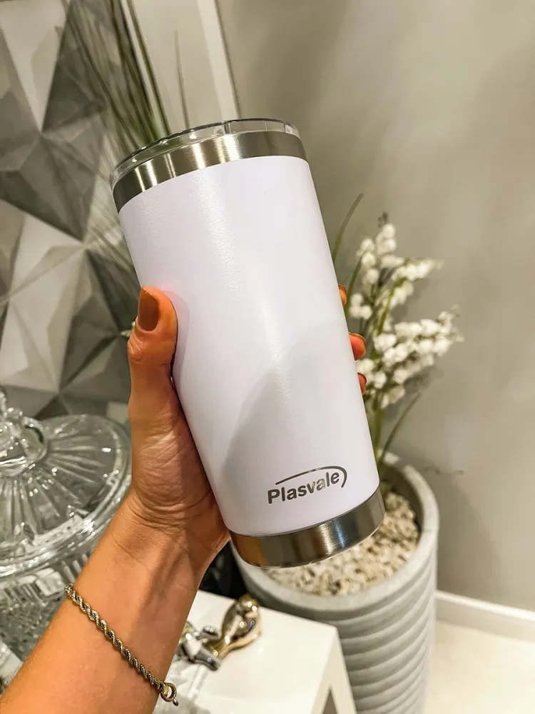 Copo Térmico Plasvale 500ml Branco Personalizado