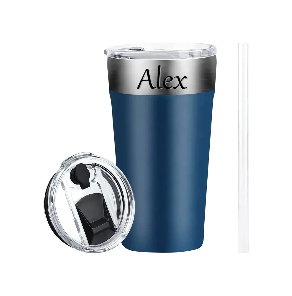 COPO TÉRMICO INOX AZUL 500ML PERSONALIZADO
