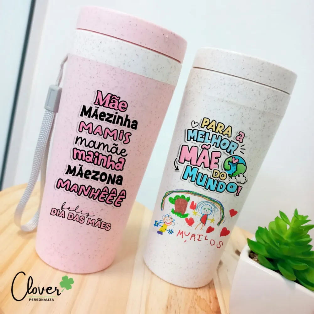 Copo Fibra de Bambu 350ml Personalizado Térmico