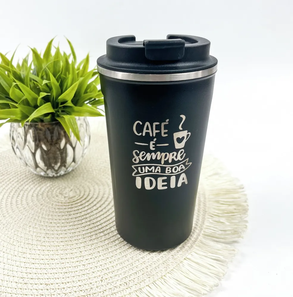 Copo Térmico Coffee Preto 473ml Boa Ideia Imagem