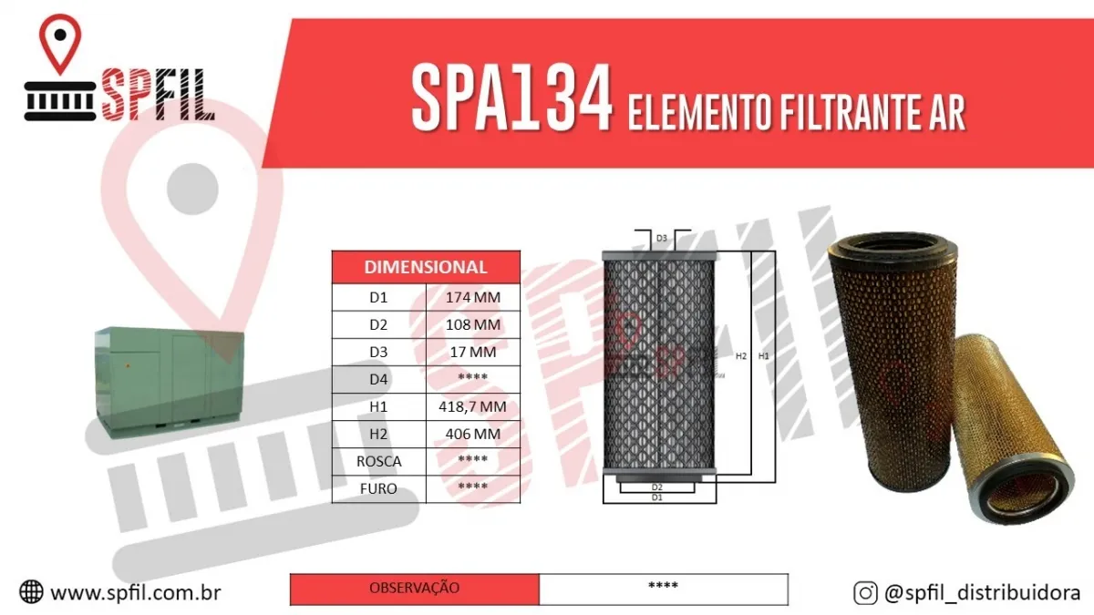 ELEMENTO FILTRANTE AR SPA134