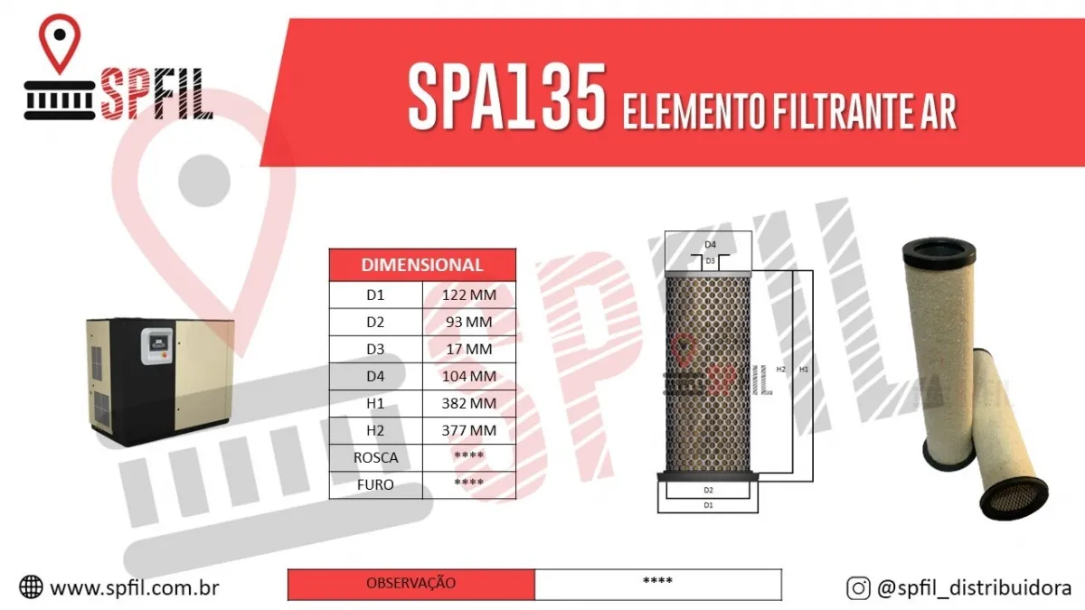 ELEMENTO FILTRANTE AR SPA135