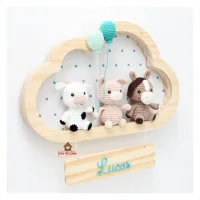 Fazendinha - Nuvem G - Porta Maternidade - Vaquinha, Porquinho e Cavalinho - Foto 2