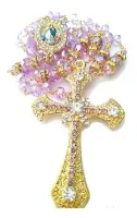 Terço Imaculada Conceição Cristal Lilás Cruz Strass Preciosa