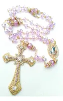 Terço Imaculada Conceição Cristal Lilás Cruz Strass Preciosa - Foto 2