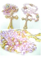 Terço Imaculada Conceição Cristal Lilás Cruz Strass Preciosa - Foto 4