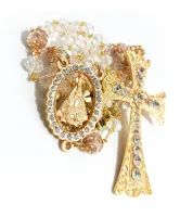 Terço De Noiva Com Nome Personalizado Dourado Cruz Strass - Foto 2
