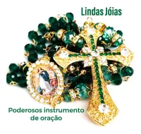 Terço Imaculada Conceição Cristal Verde Estilo Noiva - Foto 4