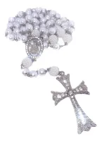 Terço De Noiva Pérolas Brancas 10mm Aparecida Grande Strass - Foto 3