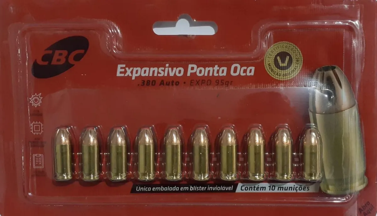 MUNIÇÃO CBC CAL. 380 AUTO EXPO 95gr BLISTER C 10