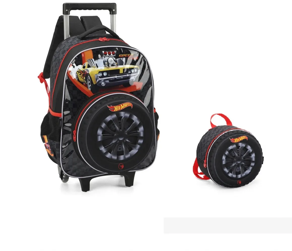 Kit Mochila e lancheira Hot-Wheels c; alça de costas Original