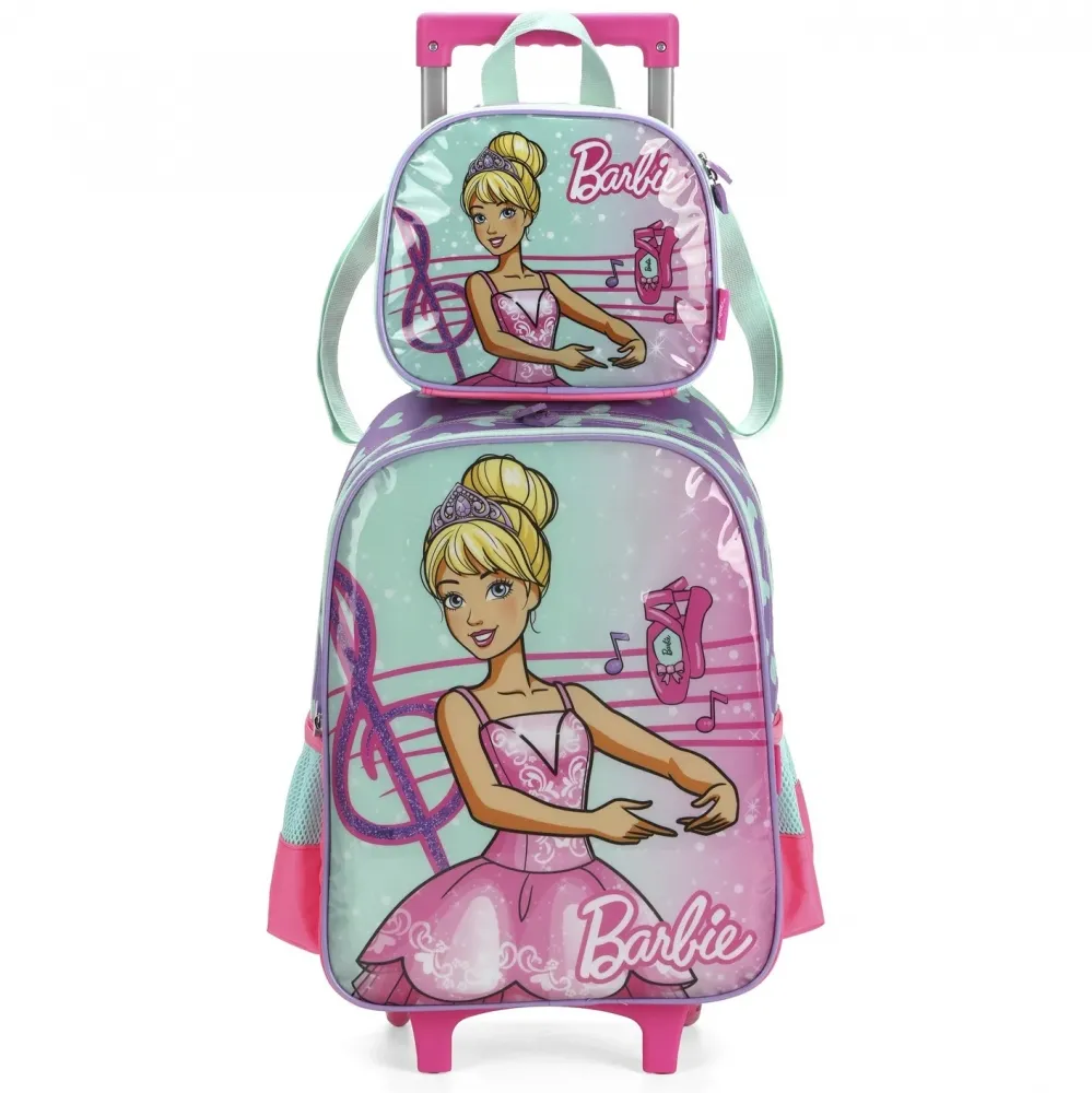 Kit Mochilete e Lancheira Barbie Rosa Original 