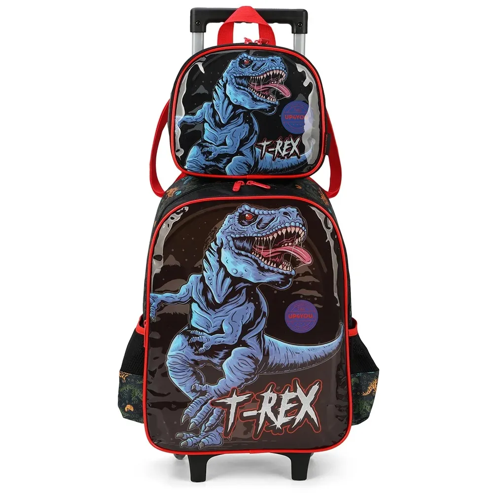 Kit Mochila e lancheira T-REX Azul Luxcel 