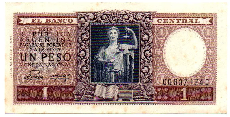 Argentina - 1 Peso - Cédula Estrangeira - MBC/Sob