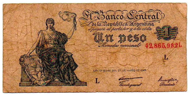 Argentina - 1 Peso - Cédula Estrangeira - R