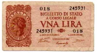 Itália - 1 Lire - Cédula Estrangeira - Pequena - BC