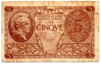 Itália - 5 Lire - Cédula Estrangeira - R
