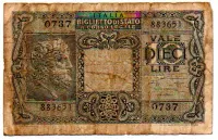 Itália - 10 Lire - Cédula Estrangeira - R