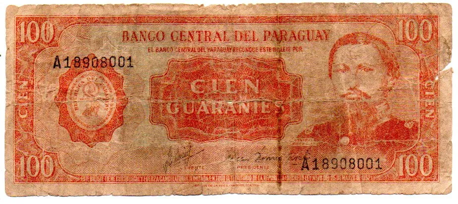 Paraguai - 100 Guaranies - Cédula Estrangeira - UTG