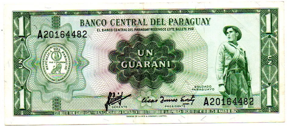 Paraguai - 1 Guarani - Cédula Estrangeira - MBC/Sob
