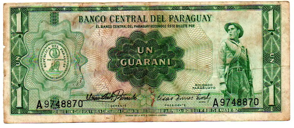 Paraguai - 1 Guarani - Cédula Estrangeira - UTG