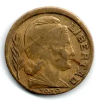 Argentina - 1949 - 20 Centavos - ERRO: Cunho Descentralizado