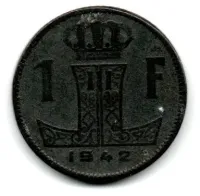Bélgica - 1942 - 1 Franc - Ocupação Alemanha 2° Guerra