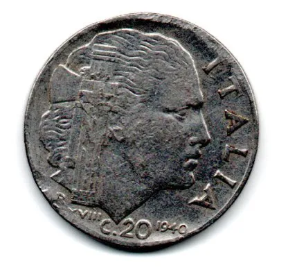 Itália - 1940 - 20 Centesimi - C/ Mossas