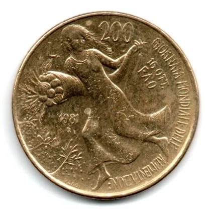 Itália - 1981 - 200 Lire - Comemorativa FAO