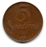Letônia - 1922 - 5 Santimi