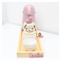 Kit Higiene - Ursinha + Coração - 5 peças - Garrafa 500ml rosa - Foto 2