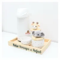 Kit Higiene - 5 peças - Poá - Safari - Girafa e Elefante - Garrafa G - Foto 2