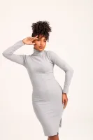 Vestido Manga Longa  Lady Griffe Cinza