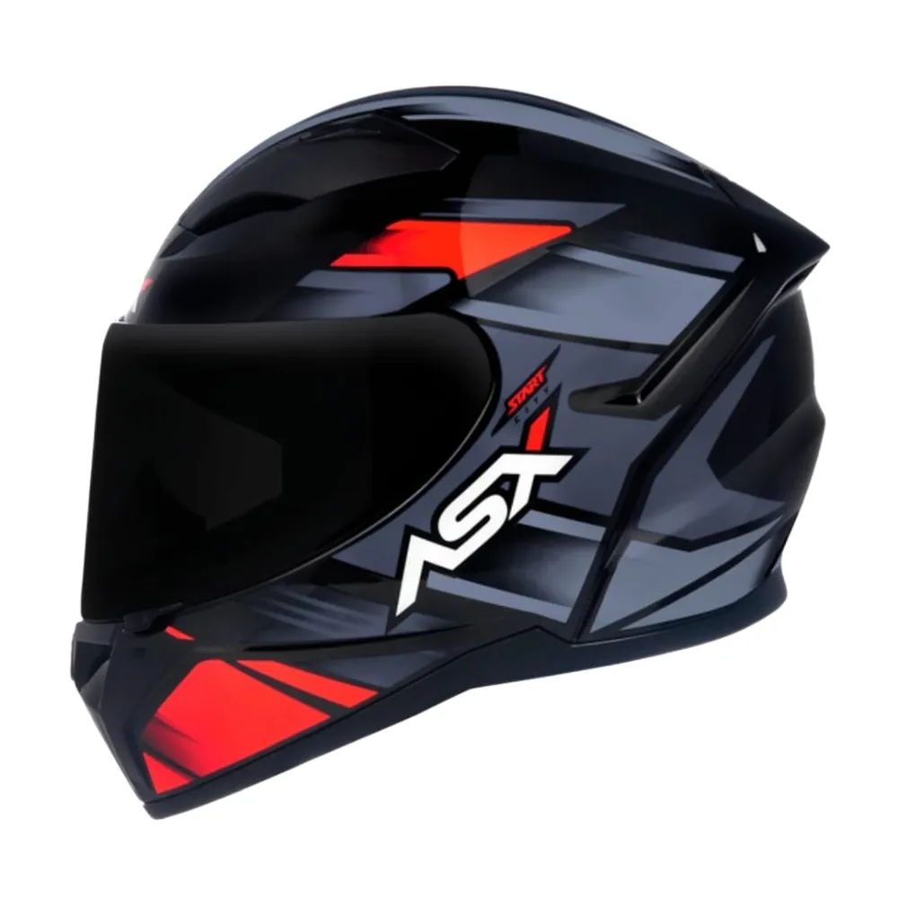 Capacete ASX City Start Preto Grafite Vermelho