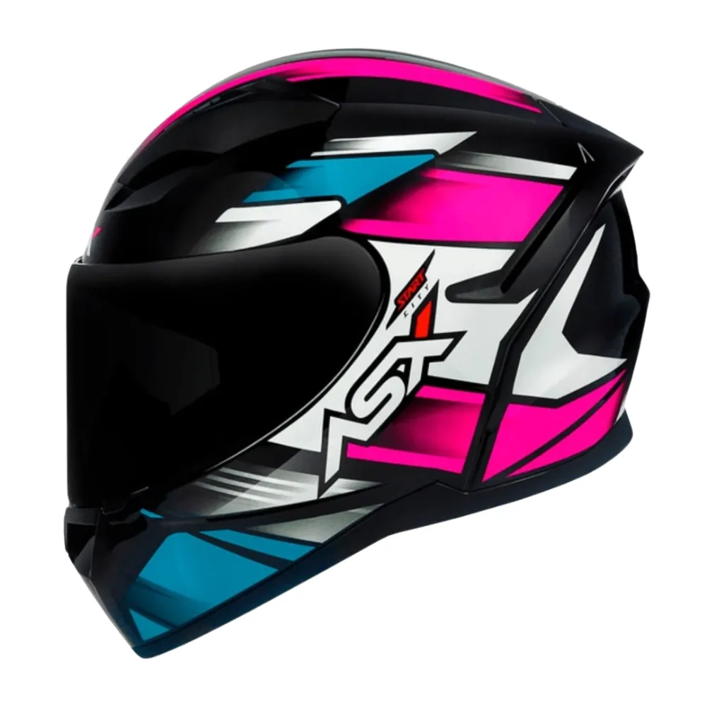 Capacete ASX City Start Preto Tifany Rosa Imagem