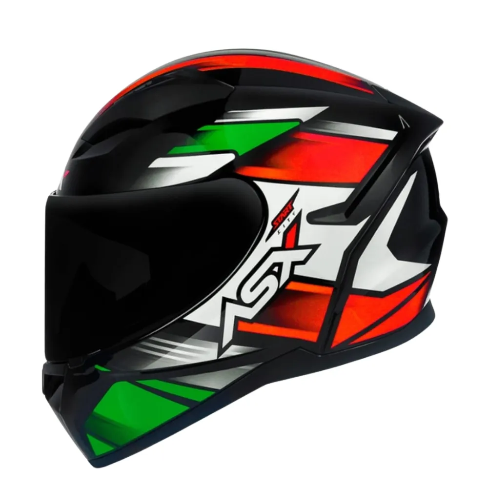 Capacete ASX City Start Preto Verde Vermelho Imagem