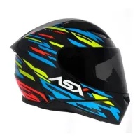 Capacete ASX City Arrow Preto Azul Amarelo - Foto 5