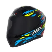 Capacete ASX City Arrow Preto Azul Amarelo - Foto 7