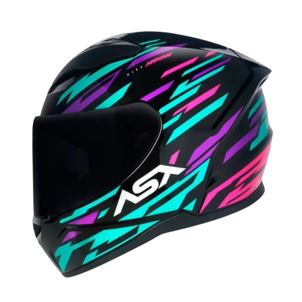 Capacete ASX City Arrow Preto Tiffany Roxo Imagem
