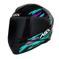Capacete ASX City Arrow Preto Tiffany Roxo - Foto 8