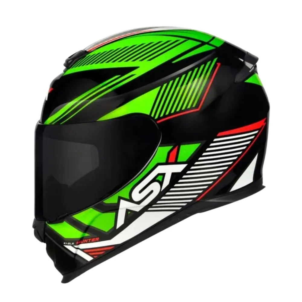 Capacete ASX Eagle Hunter Preto Branco Verde