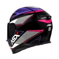 Capacete ASX Eagle Hunter Preto Branco Lilas - Foto 2