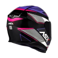 Capacete ASX Eagle Hunter Preto Branco Lilas - Foto 4