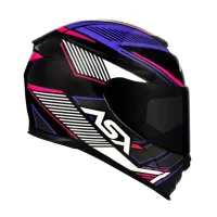Capacete ASX Eagle Hunter Preto Branco Lilas - Foto 5