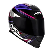 Capacete ASX Eagle Hunter Preto Branco Lilas - Foto 6